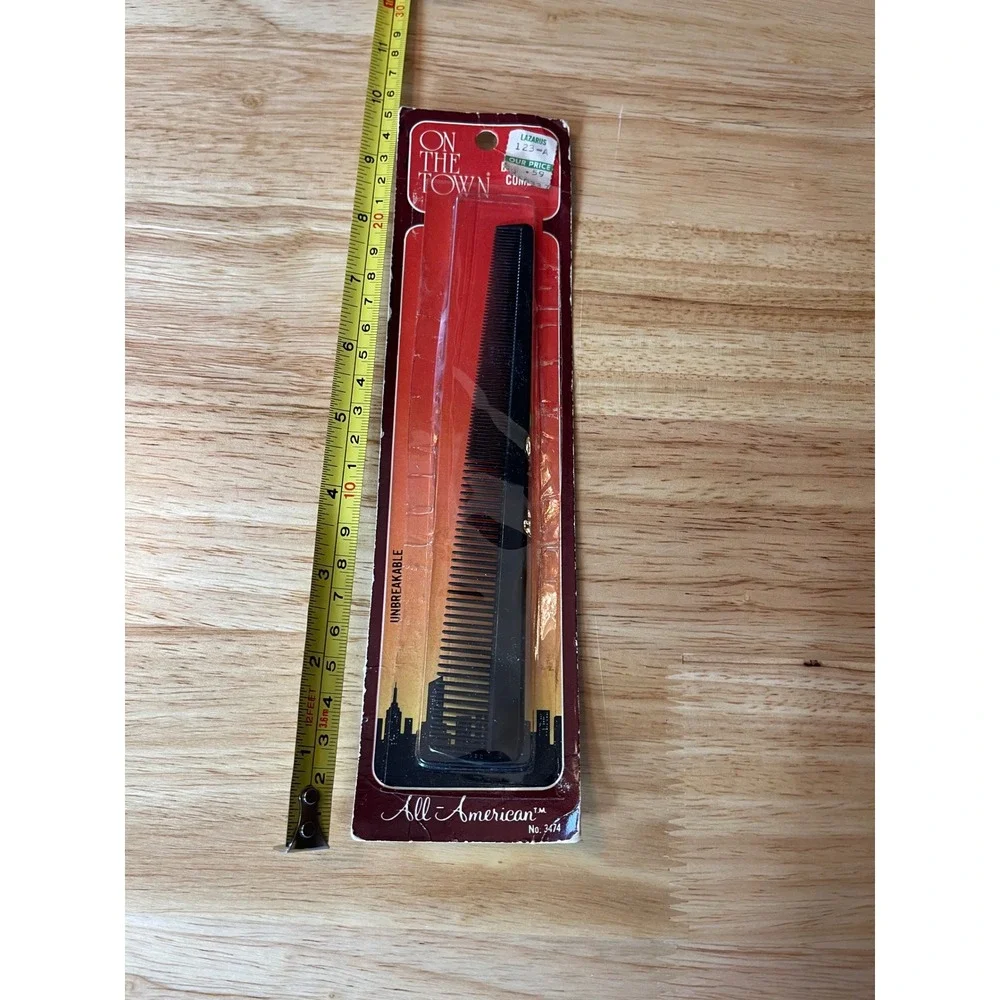 VTG All-American On The Town Black Unbreakable Hair Barber Comb‎ Unbreakable New